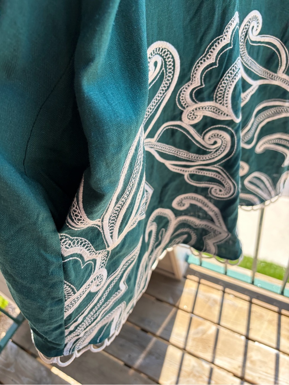 🆕🌲ON34th Alix Friedberg Palm Royale Inspired Tunic Dress Forest Boho LinenBlend - Picture 10 of 17
